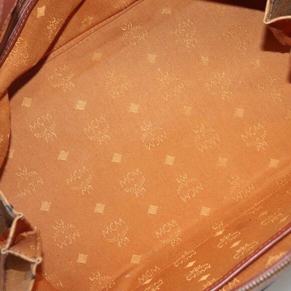 MCM Logogram Vicetos Hand Bag PVC Leather Brown Gold - Picture 10 of 15